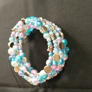 Mermaid Scale Colored Memory Wire Wrap Bracelet
